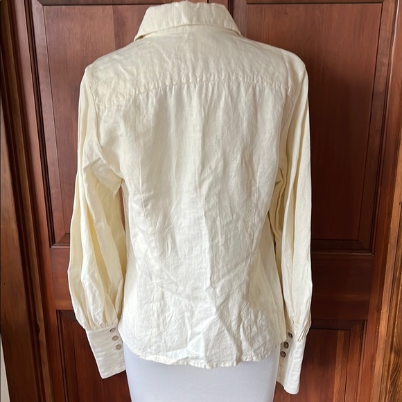 Cream Button Down Blouse with Puff Sleeves - Picture 5 of 8
